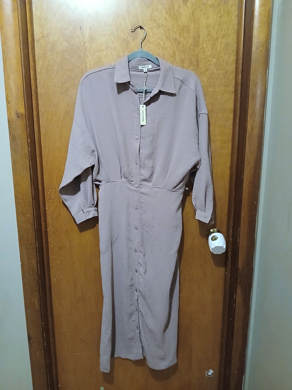 Max Studio Dusty Mauve Button-Front Midi Dress
